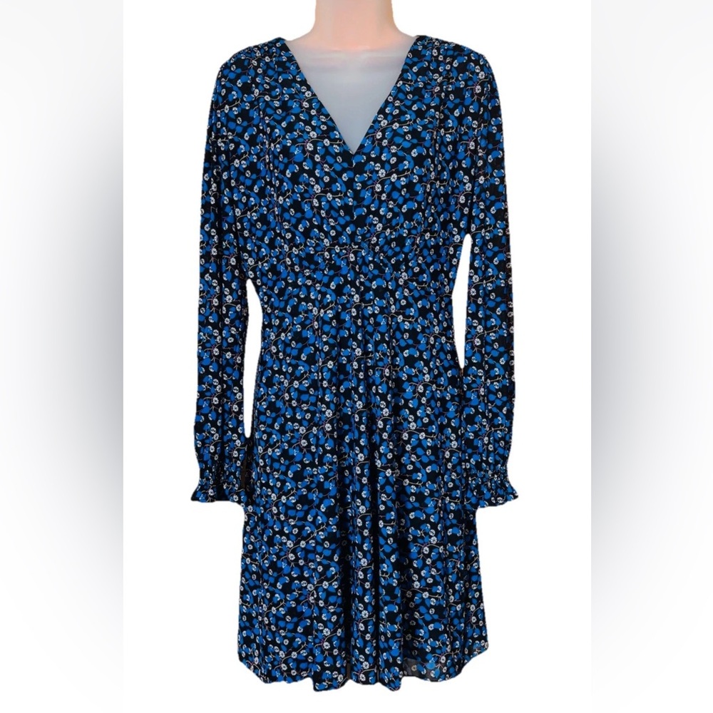 CAbi The Ten Dress #5772 Size M Blue Floral Mesh Long Sleeve Lightweight - Picture 13 of 13